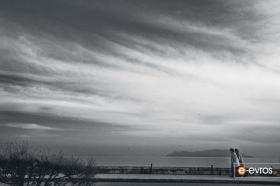 Winter time in Alexandroupolis. Samothrace on the background.