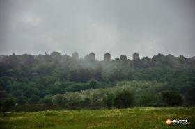 A rainy day at the windmills of Melia