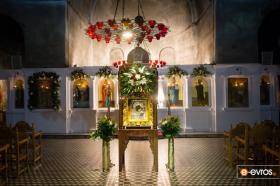 "The historic religious depiction of Panagia Kosmosotira after the litany of 15th August."