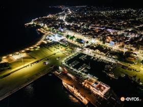 A magical night shot of the port of Alexandroupolis