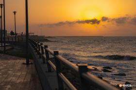 Autumn dawn from the coastal street of Alexandroupoli