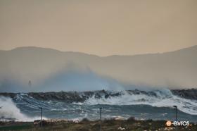 Stormy sea in the port of Alexandroupoli