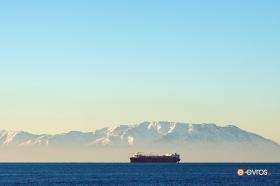 "FSRU" in front of the white mountains of Samothrace
