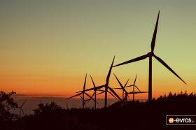The forest with wind turbines in Leptokarya