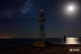  Galaxy, moon, sea, tranquility in the Port of Alexandroupolis