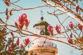 With background ... spring in Alexandroupolis lighthouse.