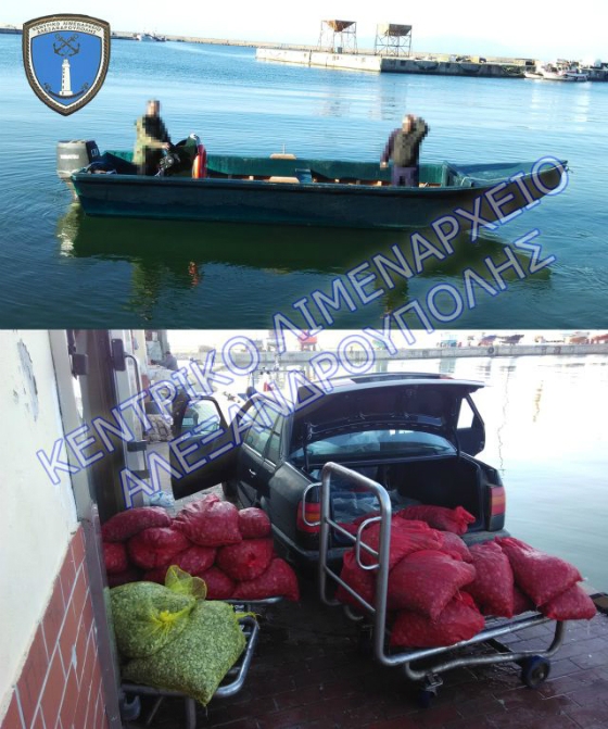 Κατασχέθηκαν 39 σάκοι με ακατάλληλα όστρακα, στην Αλεξανδρούπολη