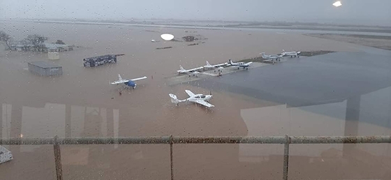 Το αεροδρόμιο "Δημόκριτος" μετά από τις πλημμύρες.