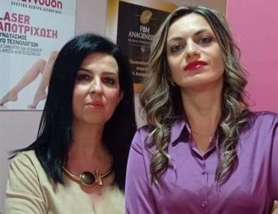 H Μαρίνα Γιαννούδη (αριστερά) και η επιστημονική συνεργάτιδα της εταιρείας κ. Δανάη Μπουκουβάλα (δεξιά)