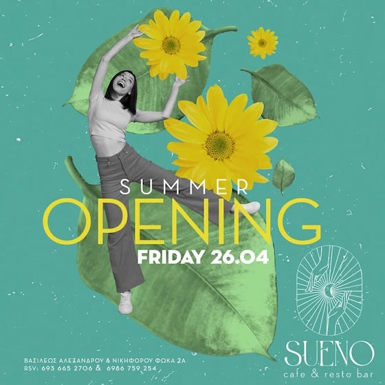 Το Sueno Cafe & Resto Bar ανοίγει τις πόρτες του την Παρασκευή 26 Απριλίου 2024.